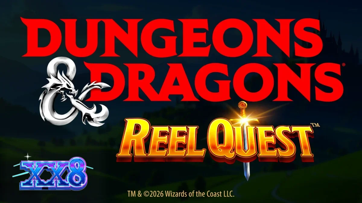 Interface do jogo Dungeons & Dragons Reel Quest com elementos de fantasia e dados D20